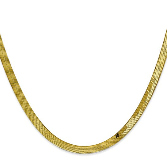 Brand New 10k Yellow Gold Silky 4mm Herringbone Link Chain Necklace 16