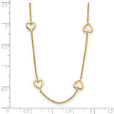 Brand New 14k Yellow Gold Open Hearts on Chain Necklace 18"