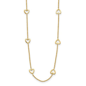 Brand New 14k Yellow Gold Open Hearts on Chain Necklace 18"