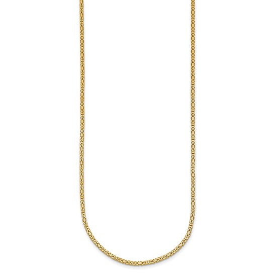 Brand New 14k Yellow Gold Solid Polished Byzantine Link Necklace 20"
