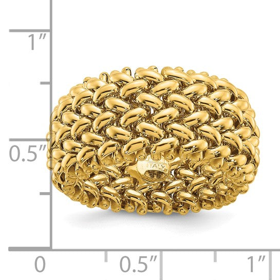 Brand New 9.5mm Polished Mesh Ring in 14k Yellow Gold Size 7.5