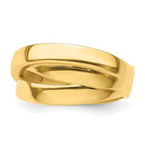 Brand New Polished Wide Criss Cross Ring in 14k Yellow Gold Size 7