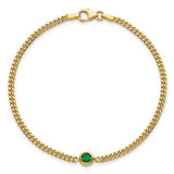 Brand New 14k Yellow Gold Emerald Curb Link Bracelet 7.25"