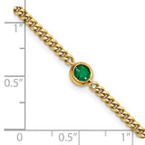 Brand New 14k Yellow Gold Emerald Curb Link Bracelet 7.25"