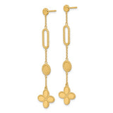 Brand New 14k Yellow Gold Polished Fancy Flower Dangle Earrings