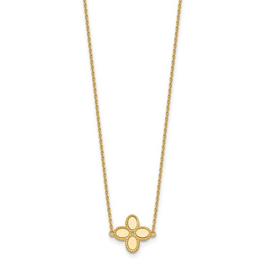 Brand New 14k Yellow Gold Clover Pendant Necklace 16