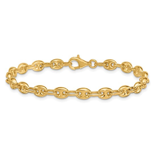 Brand New 14k Yellow Gold 5mm Puffy Mariner Gucci Link Bracelet 7.5"