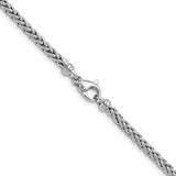 Brand New 14k White Gold 3mm Wheat Link Chain Necklace Italy 18"