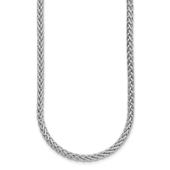 Brand New 14k White Gold 3mm Wheat Link Chain Necklace Italy 18"