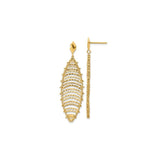 Brand New 14k Yellow Gold Polished and Textured Post Dangle Earrings