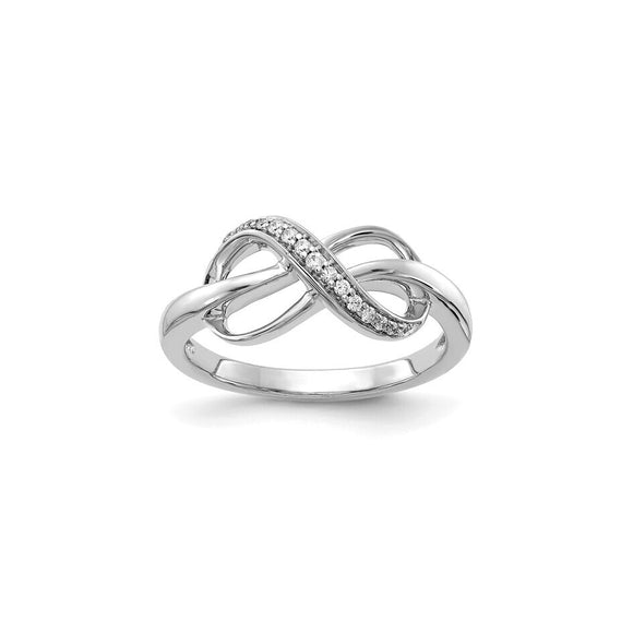 Brand New Diamond Infinity Ring in 14k White Gold Size 7