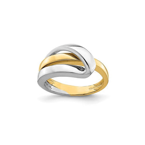 Brand New Polished Folded Design Band Ring in 14k Two-Tone Gold Size 7