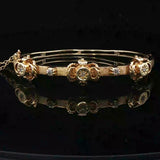14k Yellow Gold and Diamond 16.3g Solid Vintage Bangle Bracelet 6.5"
