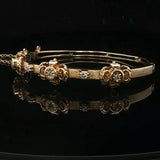 14k Yellow Gold and Diamond 16.3g Solid Vintage Bangle Bracelet 6.5"