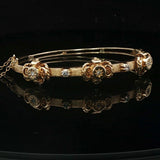 14k Yellow Gold and Diamond 16.3g Solid Vintage Bangle Bracelet 6.5"