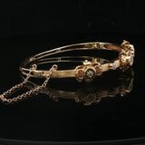 14k Yellow Gold and Diamond 16.3g Solid Vintage Bangle Bracelet 6.5"