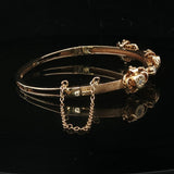14k Yellow Gold and Diamond 16.3g Solid Vintage Bangle Bracelet 6.5"
