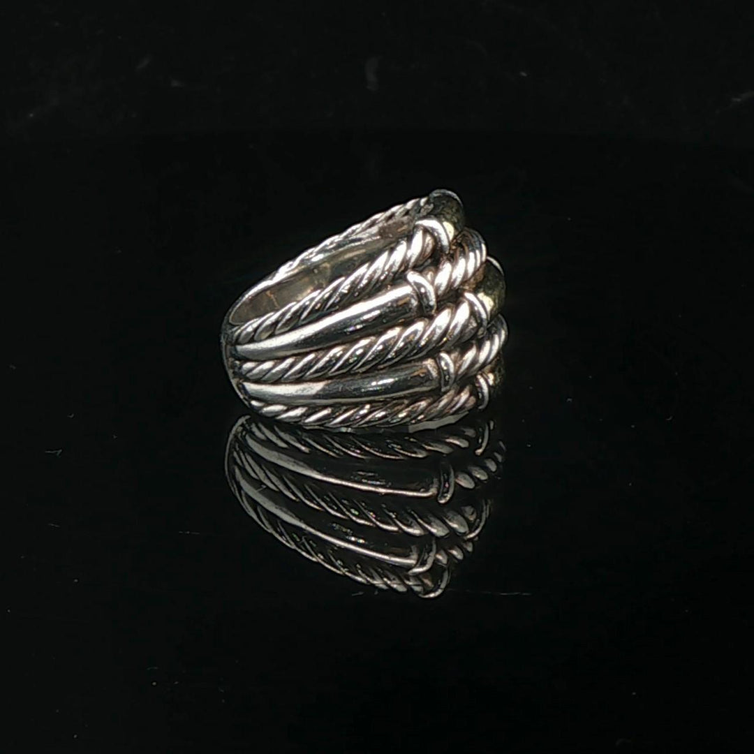 David Yurman 14k Yellow Gold and 925 Sterlin Silver Cable Band Ring Size 7