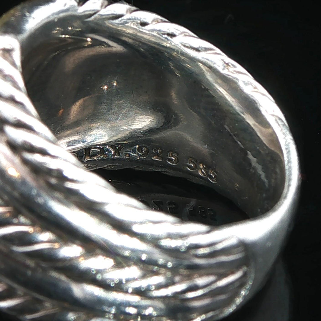 David Yurman 14k Yellow Gold and 925 Sterlin Silver Cable Band Ring Size 7