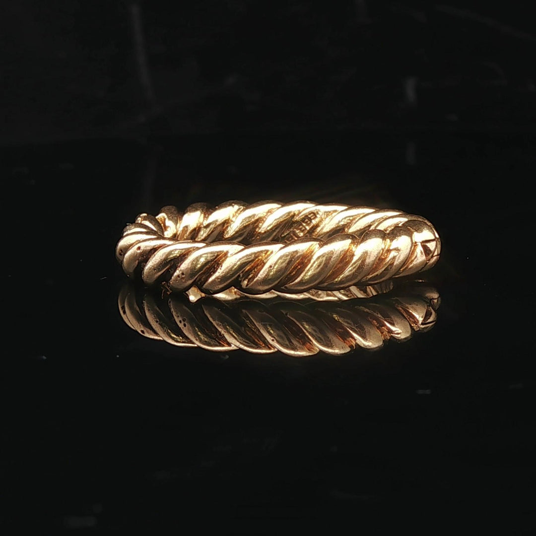 18k Yellow Gold 9.3g Solid Vintage Hinge Open Cable Band Ring Size 6.25