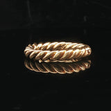 18k Yellow Gold 9.3g Solid Vintage Hinge Open Cable Band Ring Size 6.25