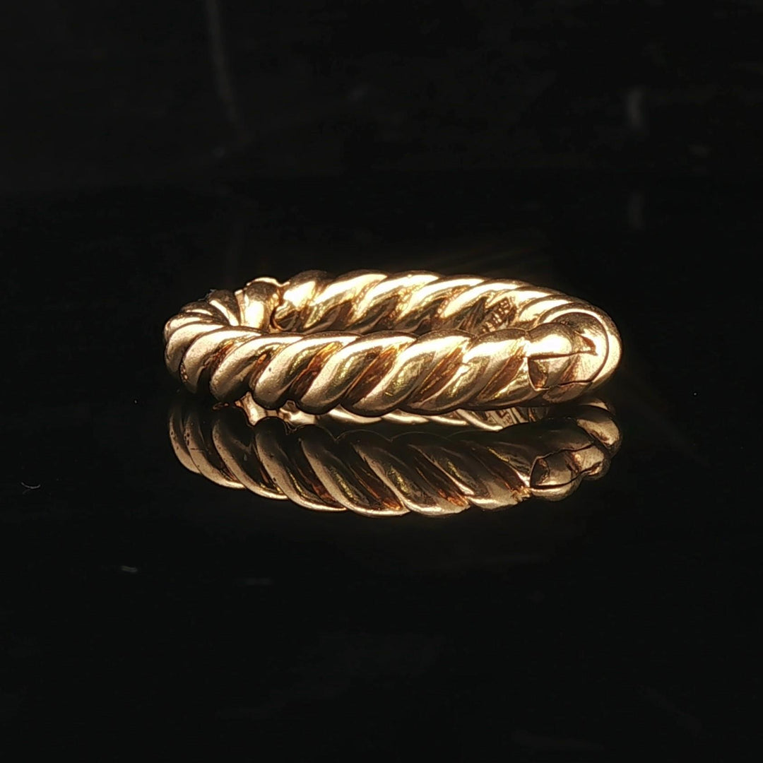 18k Yellow Gold 9.3g Solid Vintage Hinge Open Cable Band Ring Size 6.25