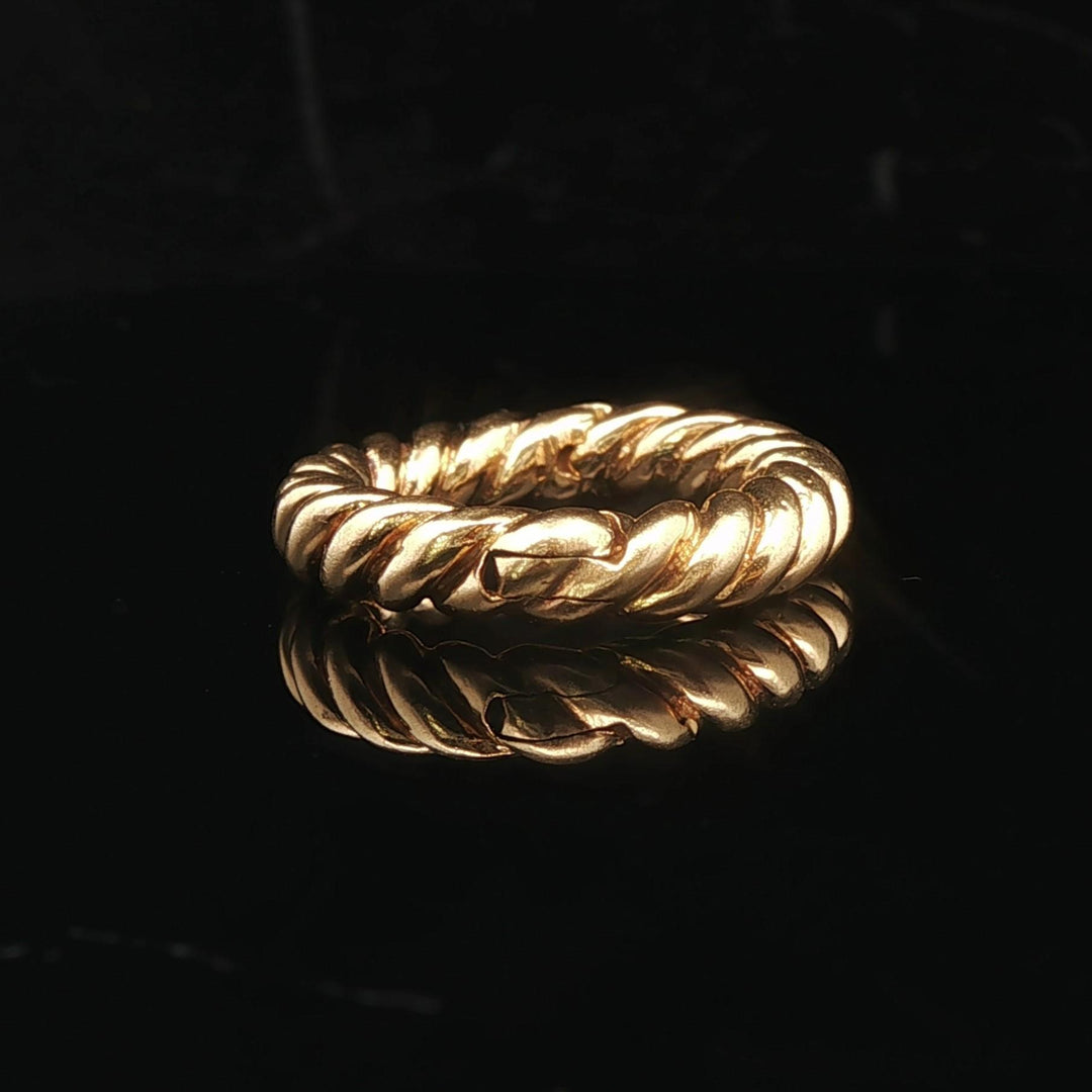 18k Yellow Gold 9.3g Solid Vintage Hinge Open Cable Band Ring Size 6.25