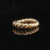 18k Yellow Gold 9.3g Solid Vintage Hinge Open Cable Band Ring Size 6.25