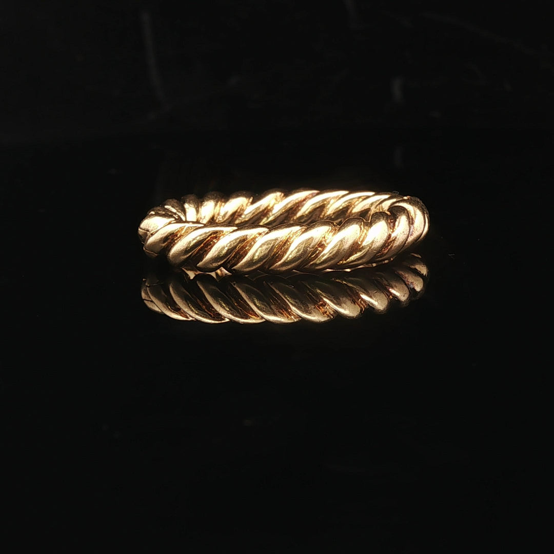 18k Yellow Gold 9.3g Solid Vintage Hinge Open Cable Band Ring Size 6.25