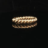 18k Yellow Gold 9.3g Solid Vintage Hinge Open Cable Band Ring Size 6.25