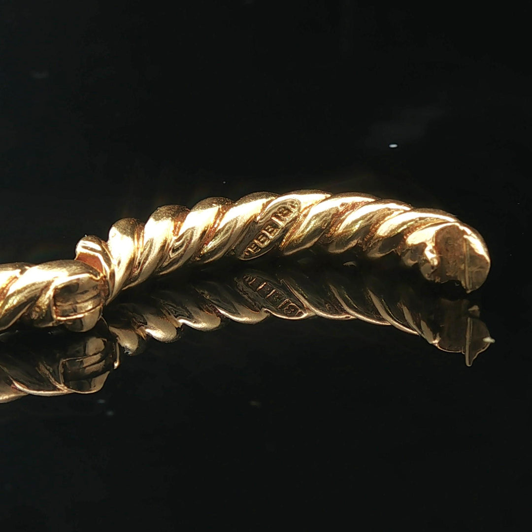 18k Yellow Gold 9.3g Solid Vintage Hinge Open Cable Band Ring Size 6.25