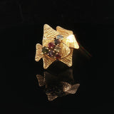 18k Yellow Gold 9.3g Solid Vintage Abstract Multi Gemstone Ring Size 8