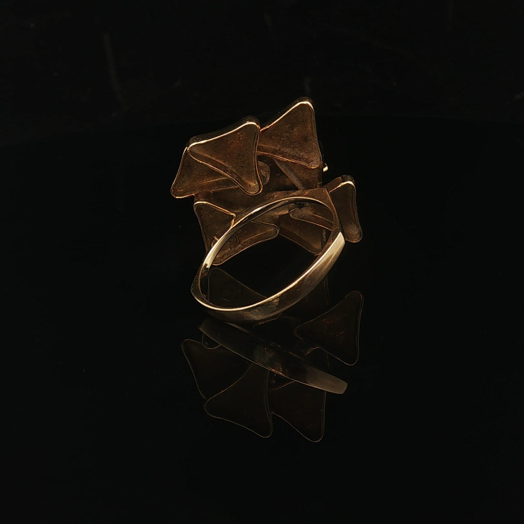 18k Yellow Gold 9.3g Solid Vintage Abstract Multi Gemstone Ring Size 8