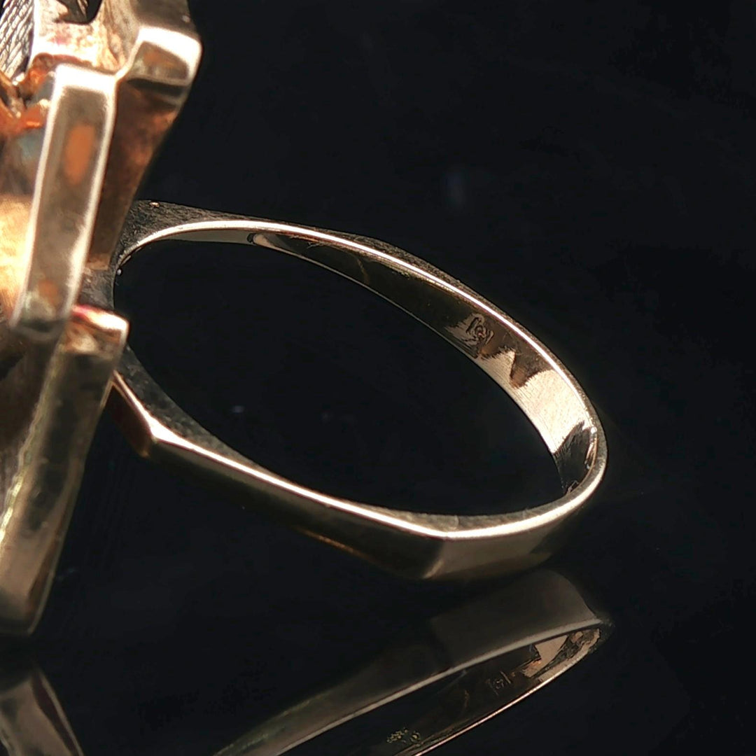 18k Yellow Gold 9.3g Solid Vintage Abstract Multi Gemstone Ring Size 8