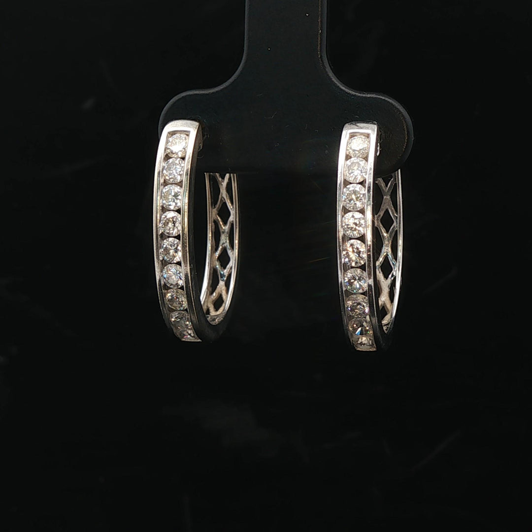 14k White Gold and 1cttw Diamond Hoop Earrings