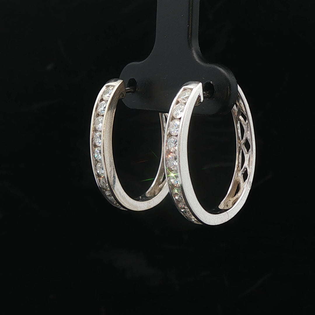 14k White Gold and 1cttw Diamond Hoop Earrings