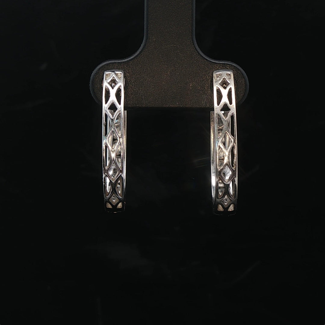 14k White Gold and 1cttw Diamond Hoop Earrings