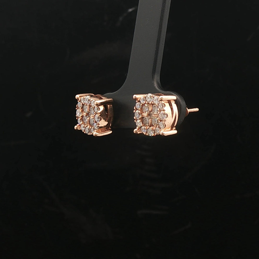 14k Rose Gold and 1cttw Diamond Cluster Stud Earrings
