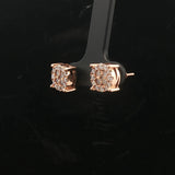 14k Rose Gold and 1cttw Diamond Cluster Stud Earrings