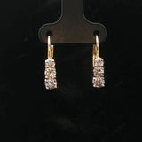 14k Yellow Gold and 1cttw Six Diamond Drop Earrings 0.75"