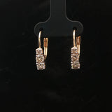 14k Yellow Gold and 1cttw Six Diamond Drop Earrings 0.75"