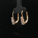 14k Yellow Gold and 1cttw Six Diamond Drop Earrings 0.75"