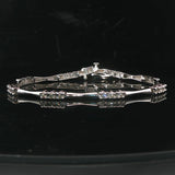 14k White Gold and 1cttw Diamond Station Bar Link Bracelet 7"