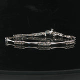 14k White Gold and 1cttw Diamond Station Bar Link Bracelet 7"