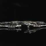 14k White Gold and 1cttw Diamond Station Bar Link Bracelet 7"