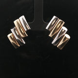 14k Yellow and White Gold 8.8g Unique Curved Bar Earrings Italy