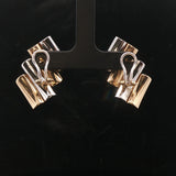 14k Yellow and White Gold 8.8g Unique Curved Bar Earrings Italy