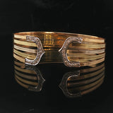 18k Yellow White and Rose Gold 0.90cttw Diamond Vintage Cuff Bracelet 7"