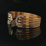 18k Yellow White and Rose Gold 0.90cttw Diamond Vintage Cuff Bracelet 7"