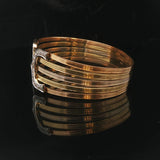 18k Yellow White and Rose Gold 0.90cttw Diamond Vintage Cuff Bracelet 7"